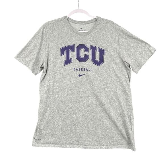 Nike Gray TCU Baseball Print Short Sleeve Dri-Fit Crew Neck Womens T-Shirt‎ XL - Picture 1 of 8